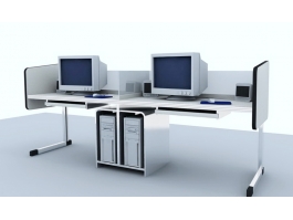 Office Desk and Computers 3d preview