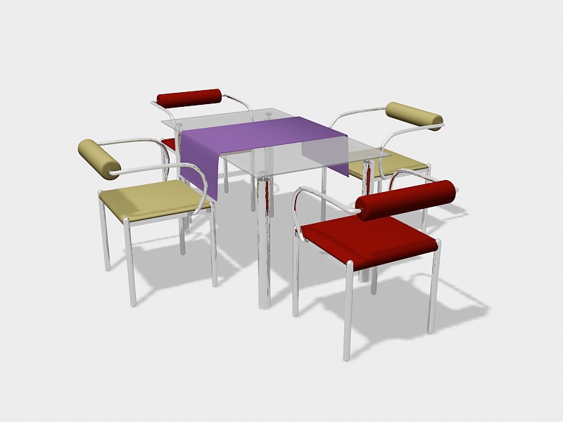 5 Piece Glass Dining Table Set 3d rendering
