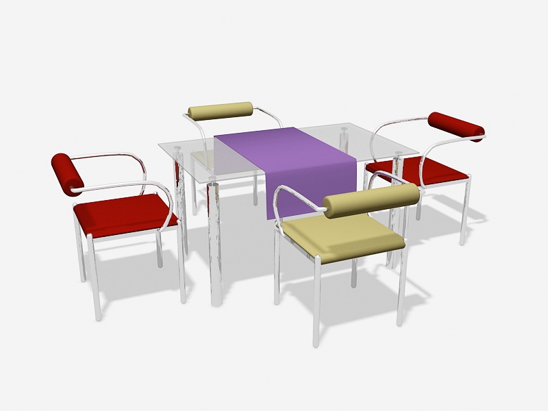 5 Piece Glass Dining Table Set 3d rendering