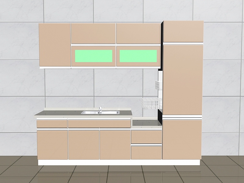 Small Kitchen Cabinet Design 3d rendering