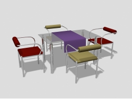 5 Piece Glass Dining Table Set 3d model preview