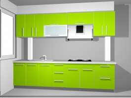 Lime Green Kitchen Design 3d preview