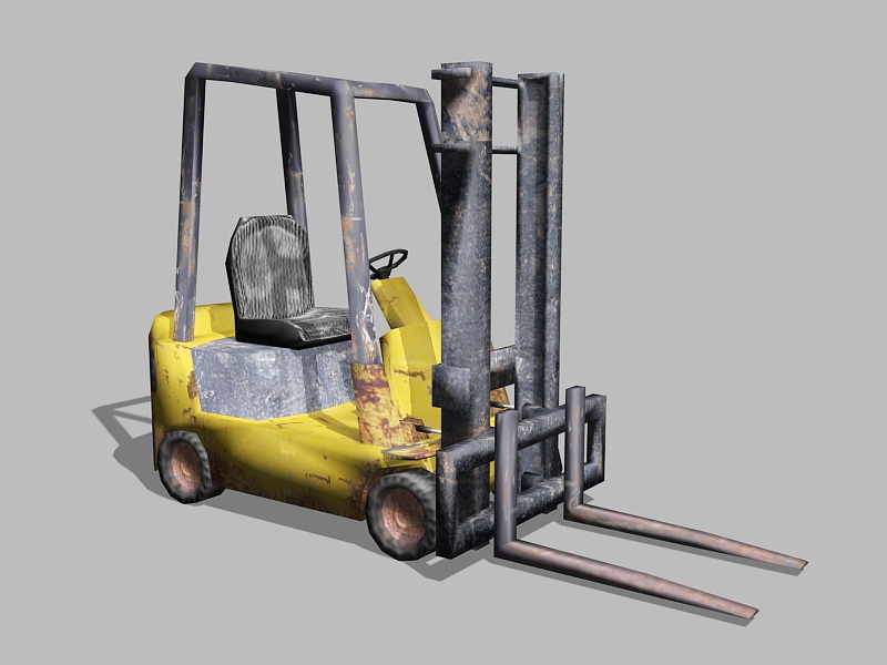 Low Poly Vintage Forklift 3d rendering