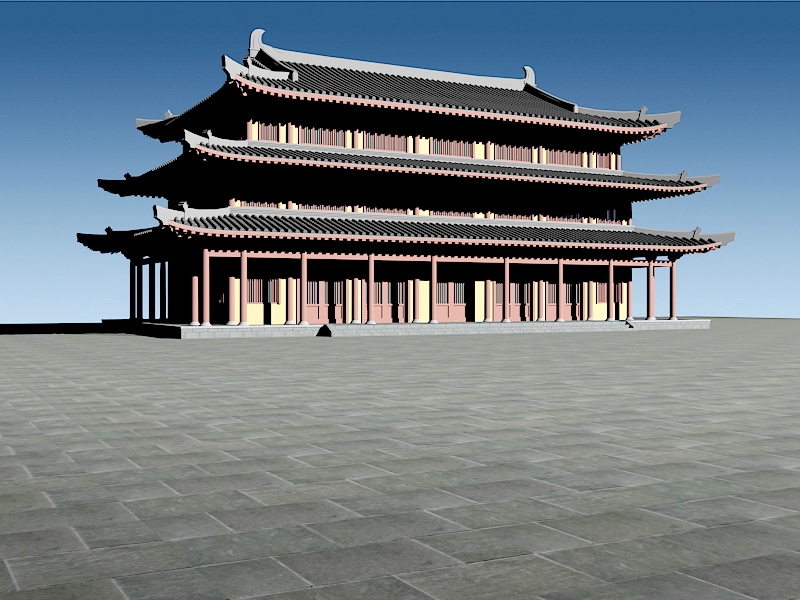 Traditional Chinese Temple 3d rendering