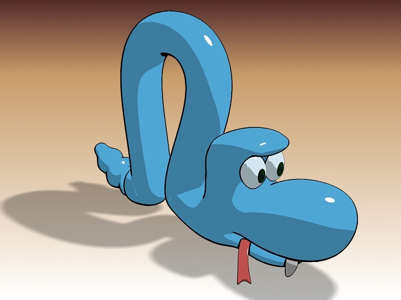 Blue Snake Cartoon 3d rendering