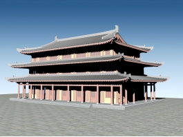 Traditional Chinese Temple 3d model preview