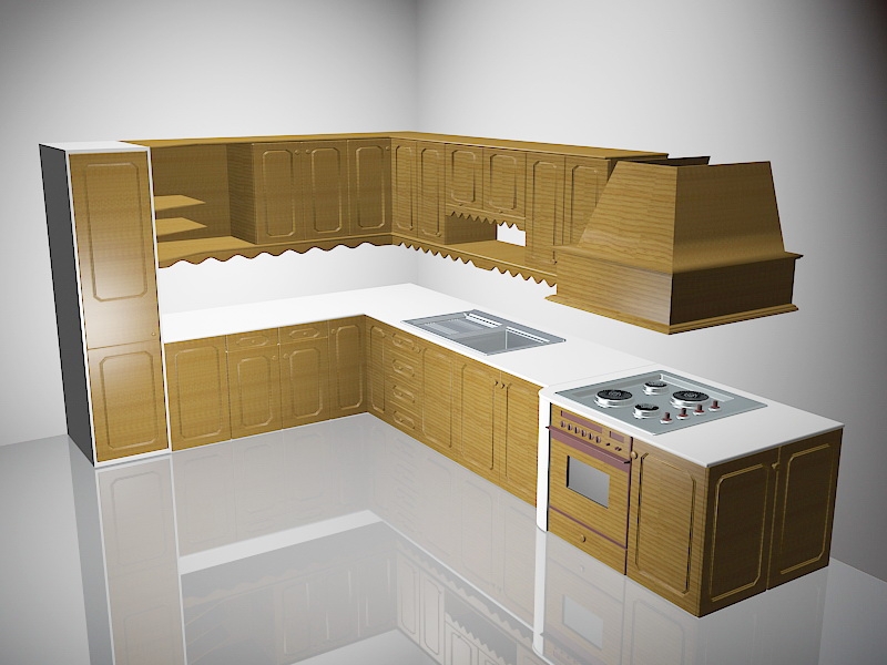 L Kitchen Design Ideas 3d rendering