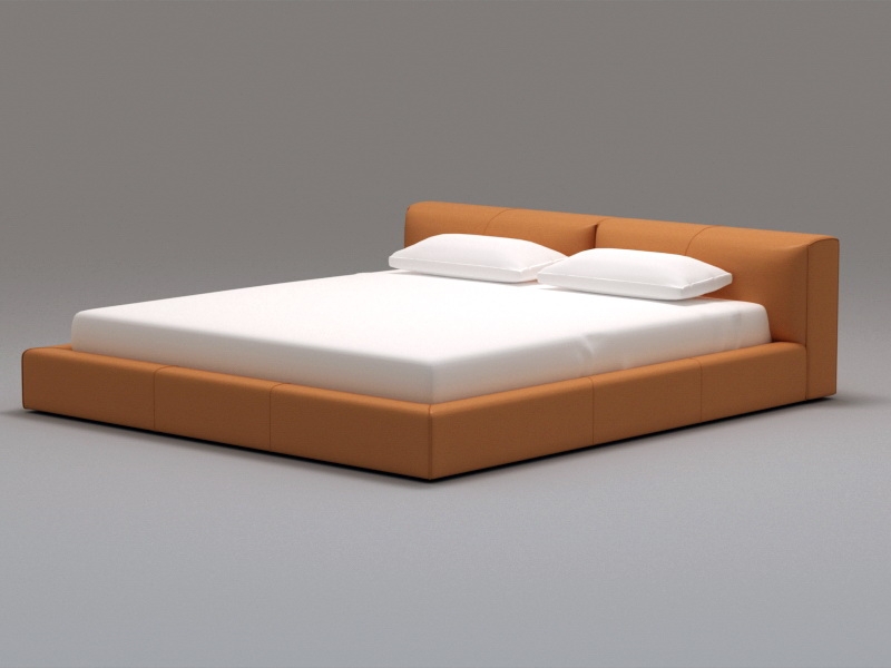 Queen Size Platform Bed 3d rendering