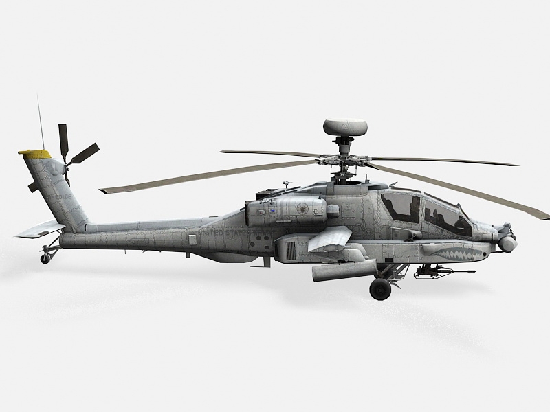 AH-64 Apache Helicopter 3d rendering
