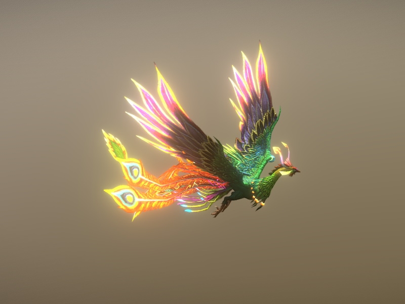 Animated Flying Phoenix Rig 3d rendering