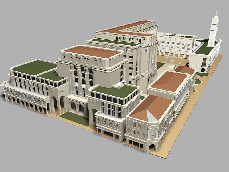 Old Colonial Mansion 3d rendering