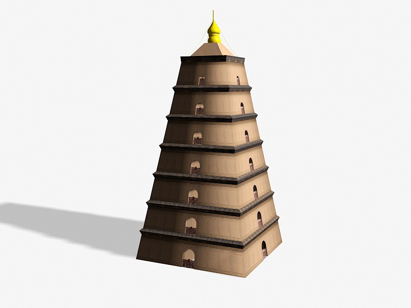 Ancient Chinese Pagoda 3d rendering