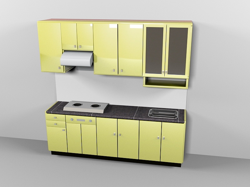 Lime Green Kitchen Cabinets 3d rendering