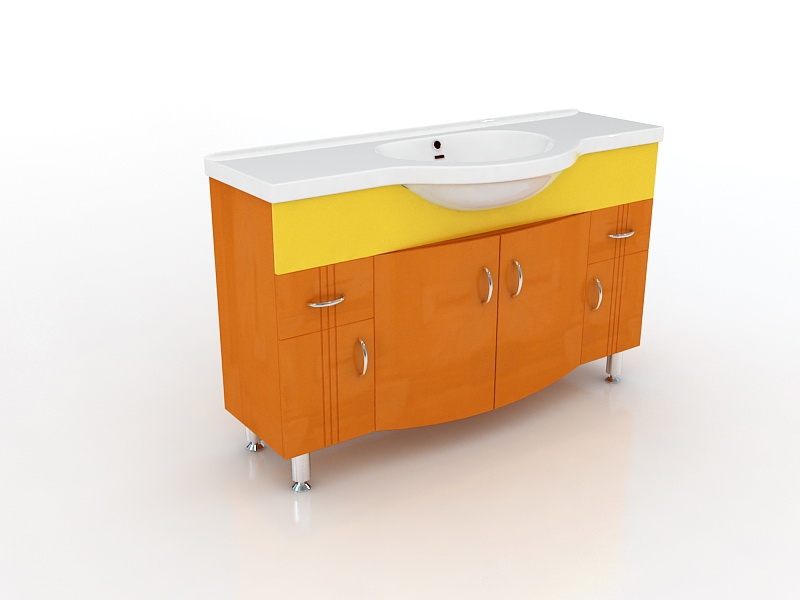 Orange Bathroom Vanity 3d rendering