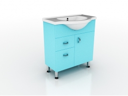 Blue Bathroom Vanity Cabinet 3d model preview