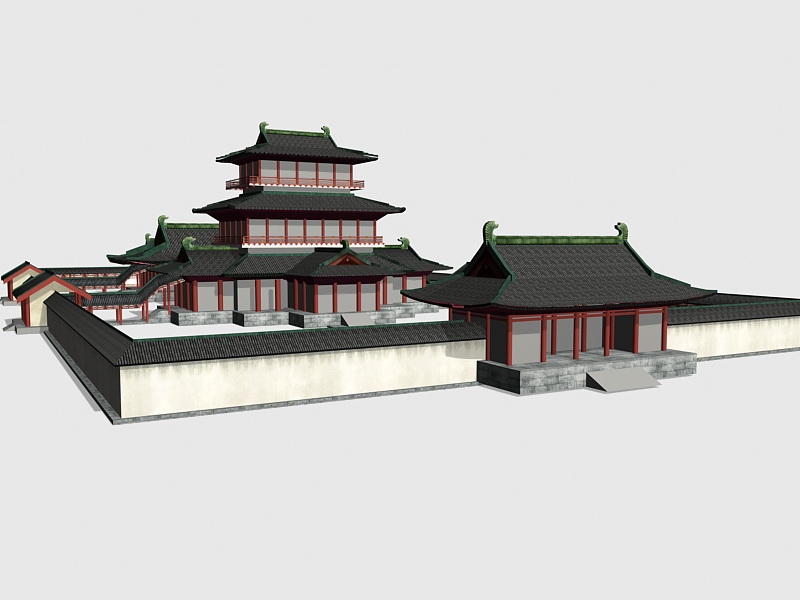 Chinese Palace Throne Room 3d rendering