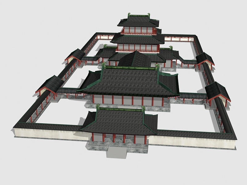 Chinese Palace Throne Room 3d rendering