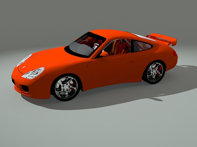 Red Porsche 911 3d rendering