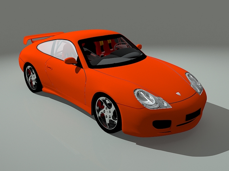 Red Porsche 911 3d rendering