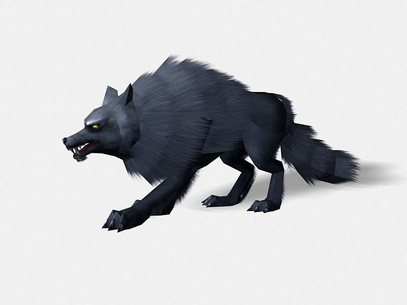 Black Wolf Low Poly 3d rendering
