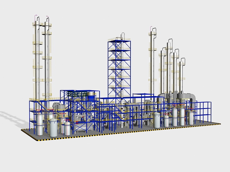 Oil Refinery Plant 3d rendering