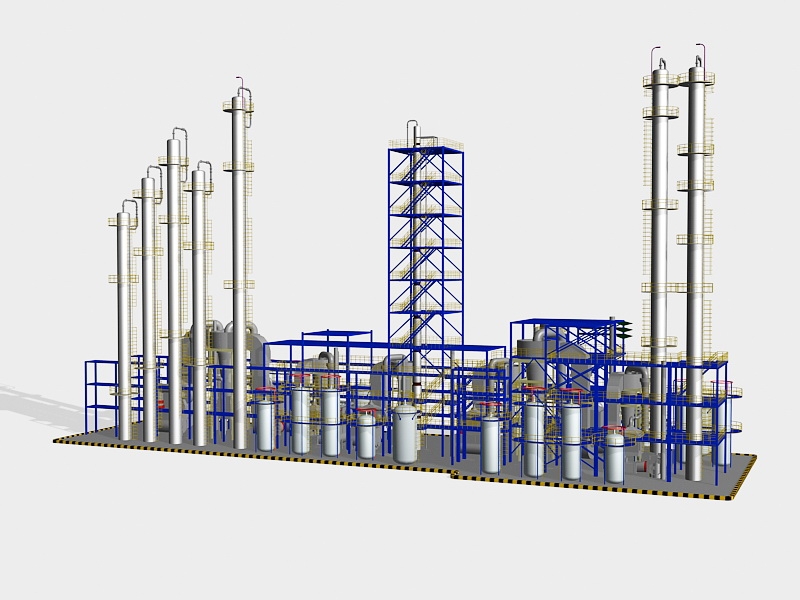 Oil Refinery Plant 3d rendering