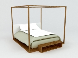 Wood Canopy Bed 3d preview