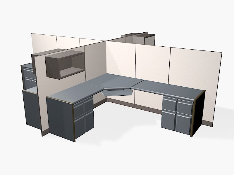 Four Person Office Cubicle 3d rendering