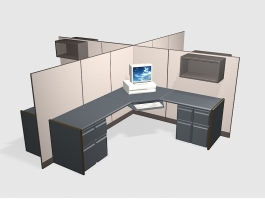 Four Person Office Cubicle 3d model preview