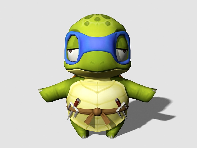 Ninja Turtle Cartoon Low Poly 3d rendering