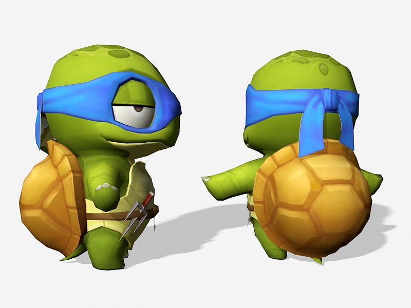 Ninja Turtle Cartoon Low Poly 3d rendering