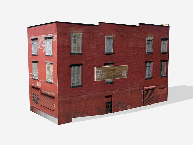 Old Brick Apartment Building 3d rendering