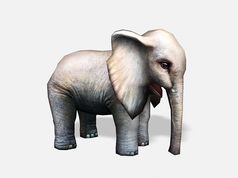 Baby Elephant Low Poly 3d rendering