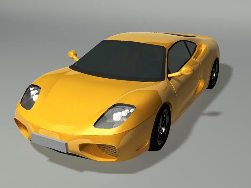 Yellow Sports Car 3d rendering