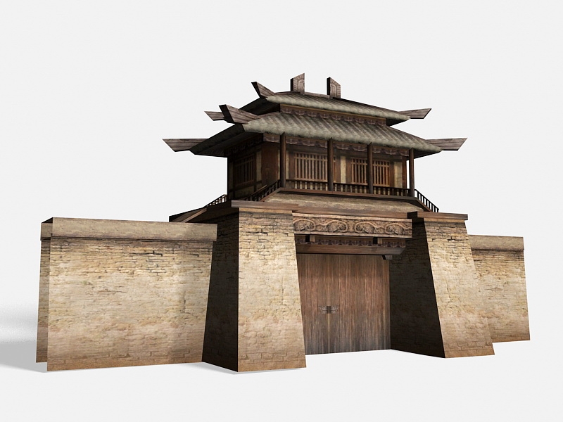 Ancient Chinese Gate 3d rendering