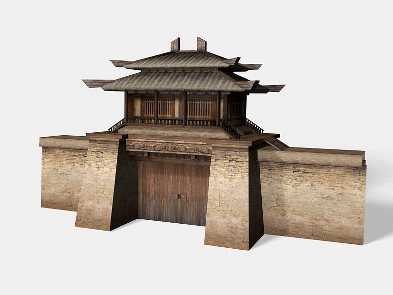 Ancient Chinese Gate 3d rendering