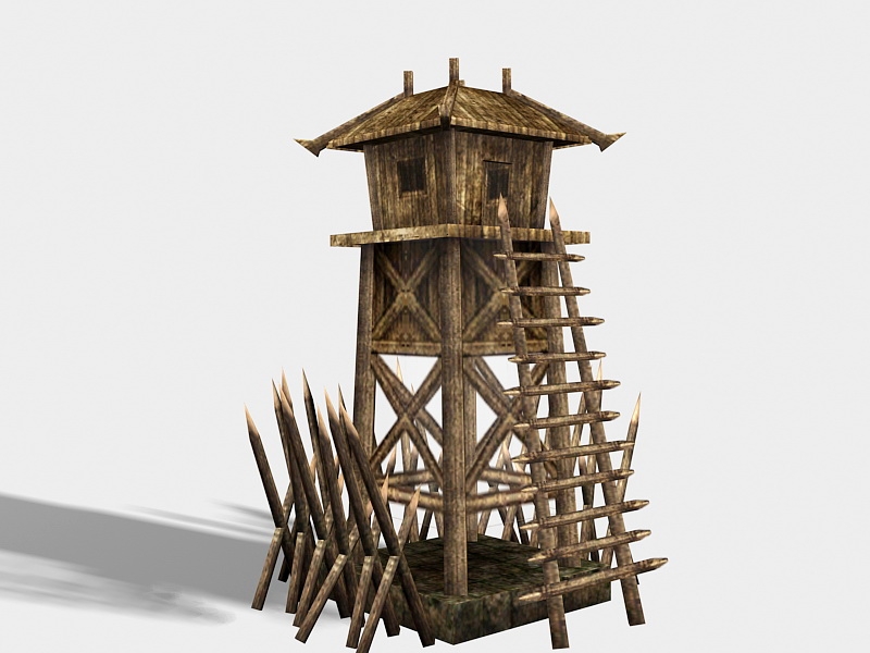 Wooden Guard Tower 3d rendering