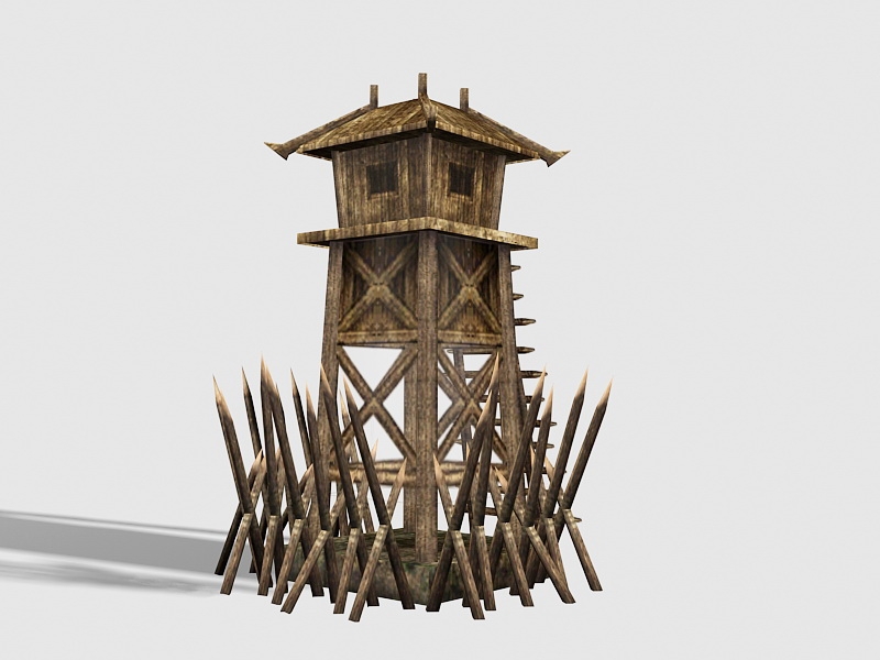 Wooden Guard Tower 3d rendering