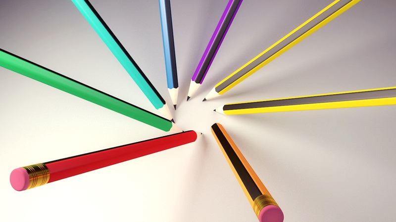 Colorful Pencils 3d rendering