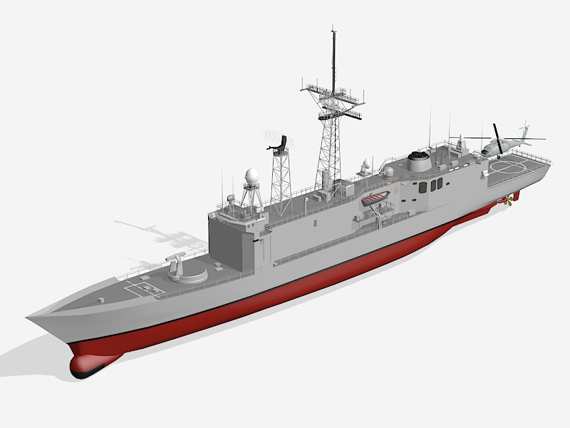 Oliver Hazard Perry-class Guided-missile Frigate 3d rendering