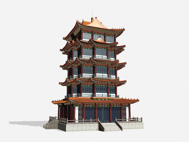 Ancient Chinese Pagoda Architecture 3d rendering