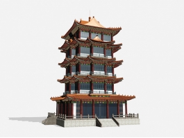 Ancient Chinese Pagoda Architecture 3d preview