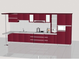 Rustic Red Kitchen Cabinets 3d preview