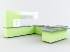 Green Kitchen Cabinets 3d model preview