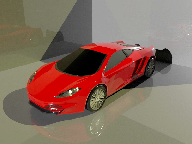 Red Super Car 3d rendering