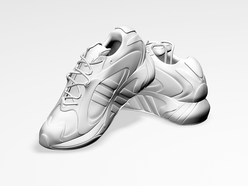 White Leather Sneakers 3d rendering