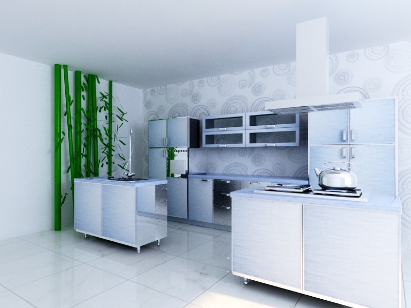 Light Blue Kitchen Ideas 3d rendering