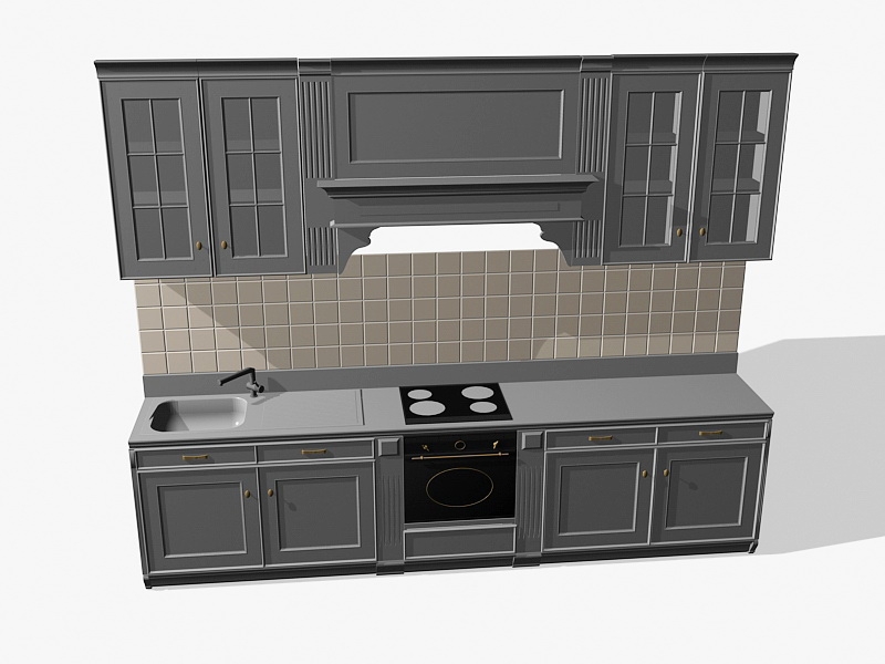 Small Kitchen Cabinets Set 3d rendering