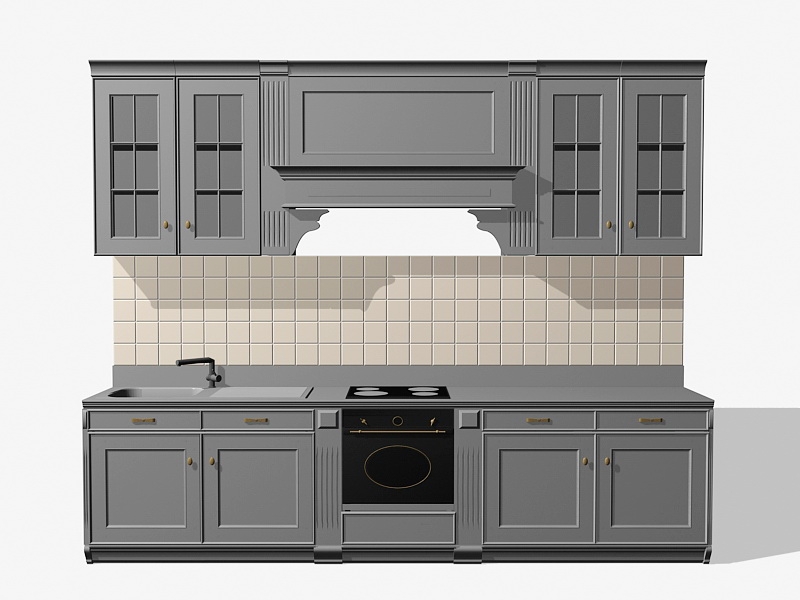 Small Kitchen Cabinets Set 3d rendering