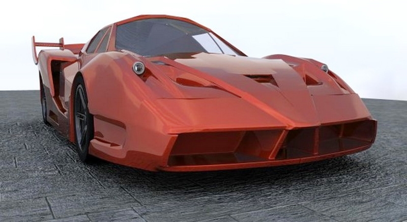 Red Super Car 3d rendering